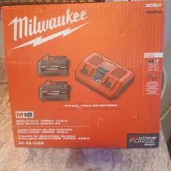 Milwaukee Rapidcharger with Two 8.0 Forge Batteries - New - Firm Price 