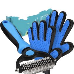 Pet Grooming Gloves and Rake Set