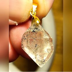 Herkimer Diamond Grade AAA Pendant W/ GOLD Filled Pinch Bail  35mm - 20ctw