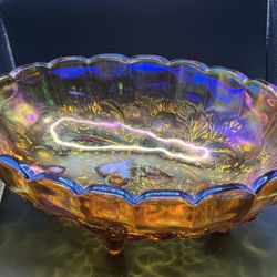Vintage carnival glass Footed Bowl 