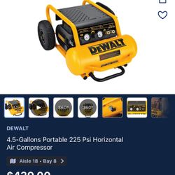 DEWALT 4.5-Gallons Portable 225 Psi Horizontal Air Compressor
