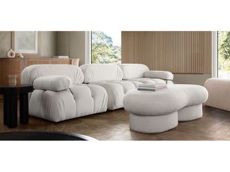Paloma Light Cream Velvet Modular Sectional  / 3-piece