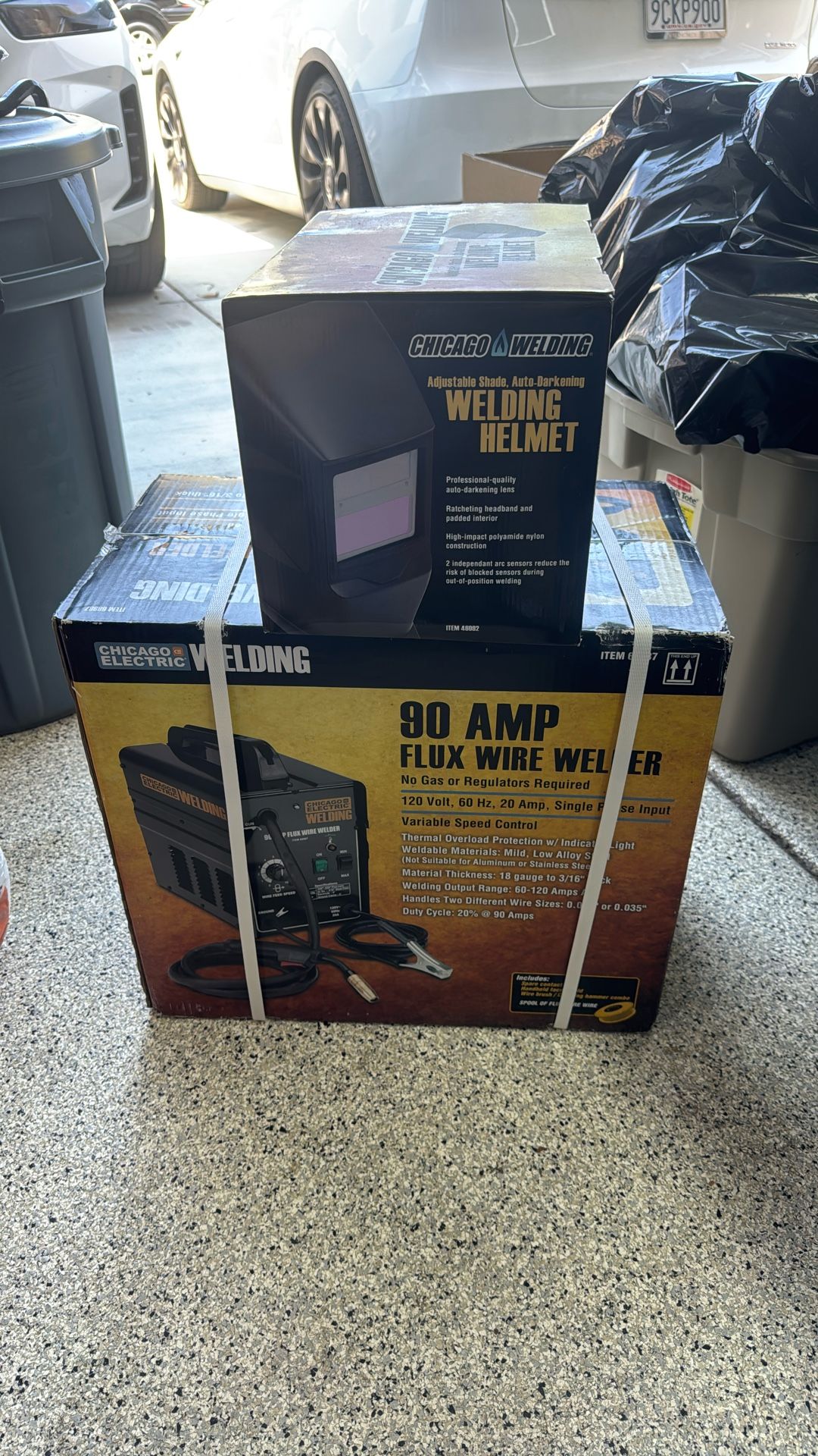 90 Amp Flux Welder With Welding Helmet