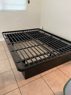 Queen - 16" Premium Heavy Metal Platform Bed Frame with Metal Supports
