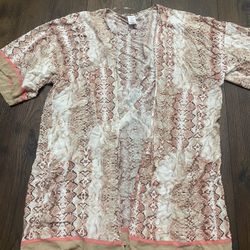 Womans Peach And Taupe Kimono Cardigan Size Small Médium #1