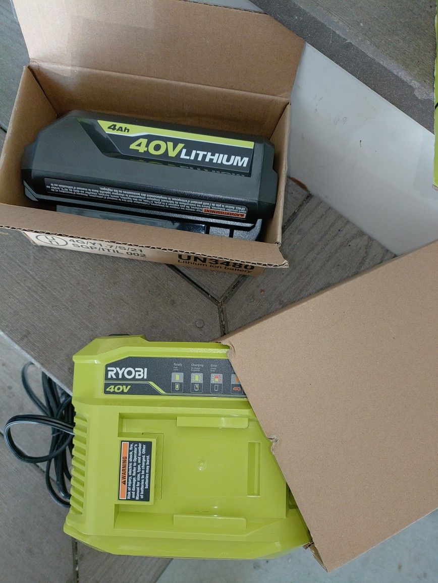 40v Battery And Charger New Ryobi 