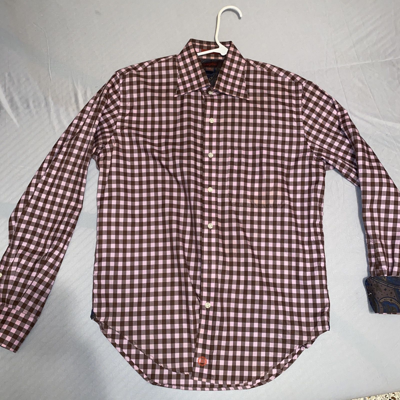 Trevero PURPLE Plaid Button Up Long Sleeve Cotton Collared Shirt Men's Sz M   1 owner used about 4 time’s excellent condition  Italian brand beautiful