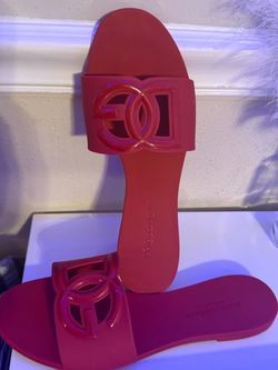 Dolce & Gabbana Red Rubber Slide Sandals