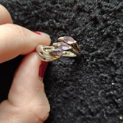 Three stone  amethyst and 925 silver ring