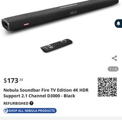 Nebula Soundbar Fire TV Edition 4K HDR Support 2.1 Channel Built-In 