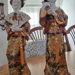 Oriental Golden Geisha Dolls 