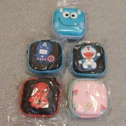 BRAND NEW IN PACKAGES FULL ZIPPER EARBUD KEY COIN SD CARD SQUARE PROTECTIVE STORAGE CASES 