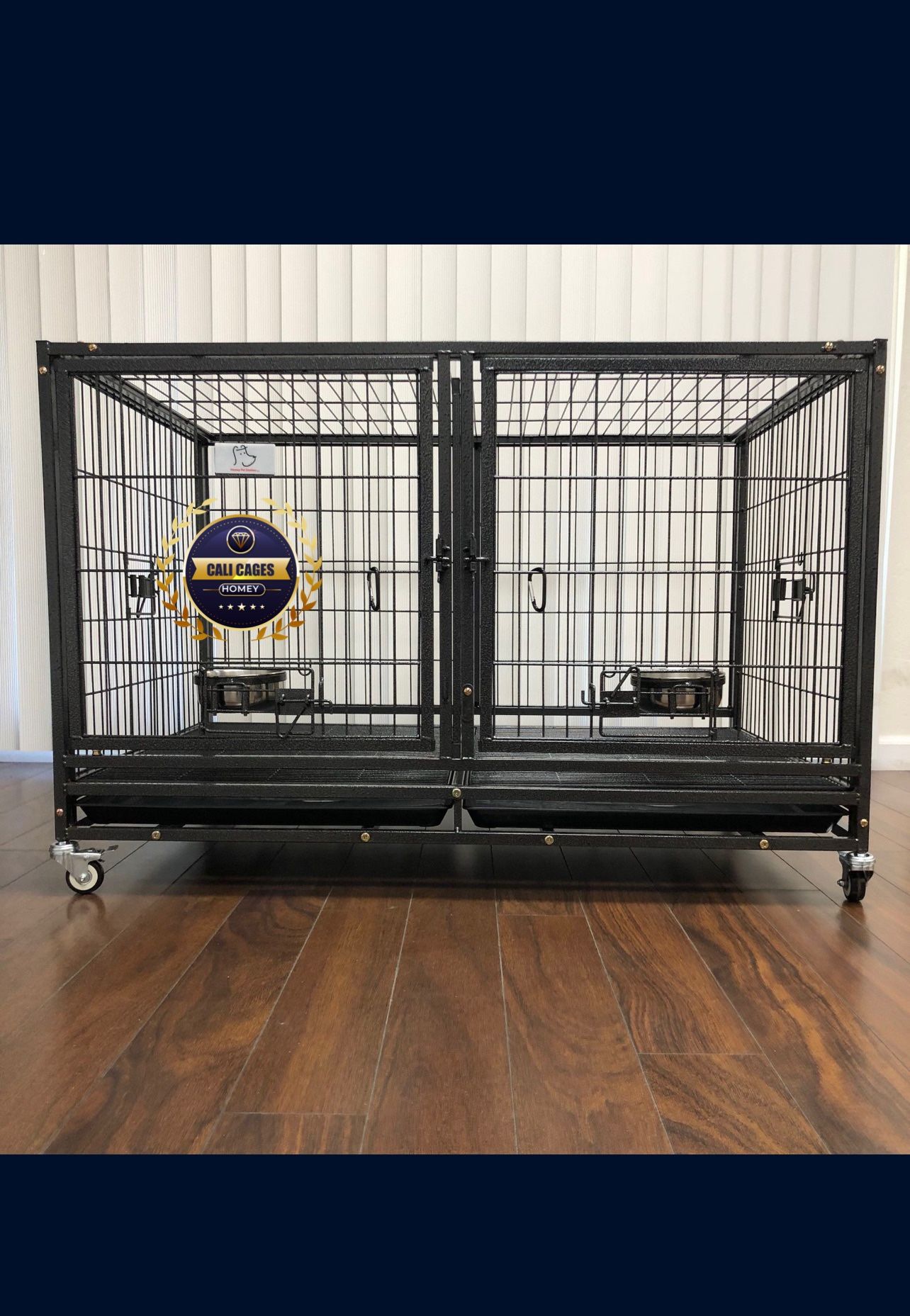 Dog Pet Cage Kennel Size 43” With Divider And Feeding Bowls New In Box 📦