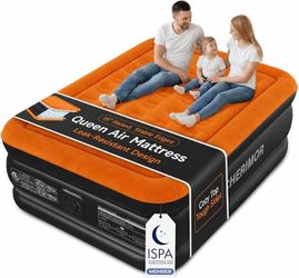 Queen Air Mattress with Built-in Pump, 18" Raised 800 lbs Support -NEW (3267/8)