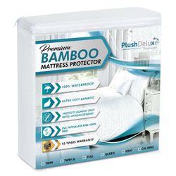 PlushDeluxe Premium Bamboo Mattress Protector – King Size, Waterproof, & Ultra Soft Breathable Noiseless Washable Bed Mattress Cover For Comfort & Pro