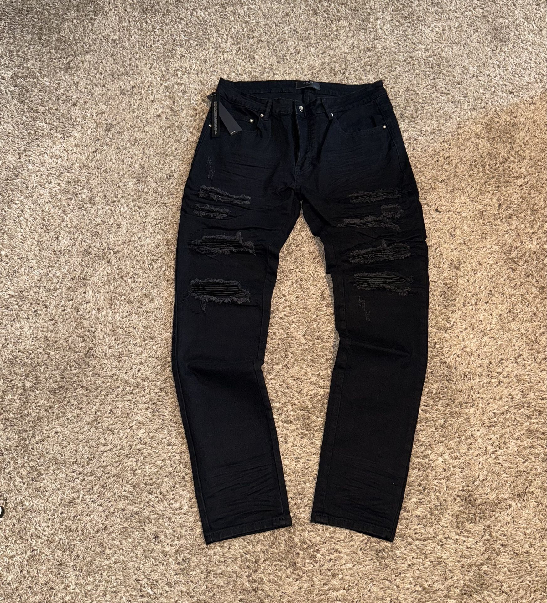 Amiri All Black Ripped Jeans Men’s Size 34