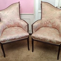 2 Vintage Armchairs - Formal Living Room Chairs 