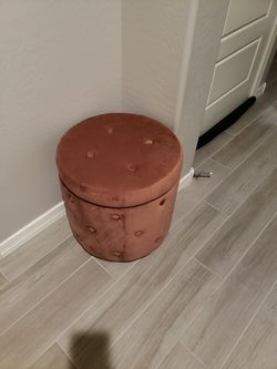 $40/OBO - AtHome - Pink Velvet Upholstered Ottoman w/Storage