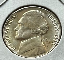 1943D silver war nickel. BRILLIANT UNCIRCULATED