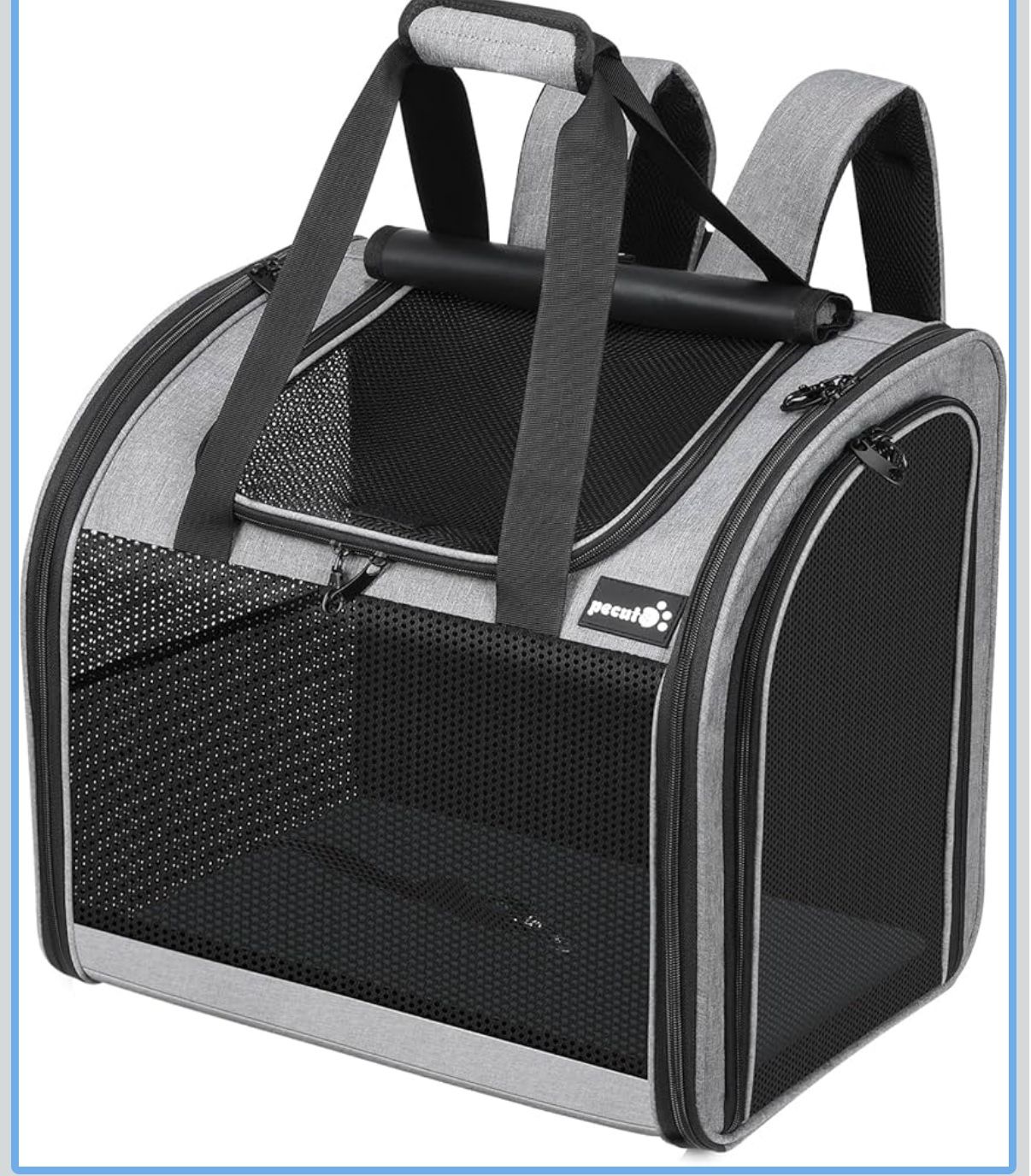 Pecute Cat Backpack with Widened Interior Space, Upgraded Dog Backpack Carrier with Various Ways to Carry, Pet Backpack with Breathable Mesh, Pet Trav