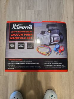 Car Vacuum Pump Refrigerant Manifold Set XtremepowerUS 3.5 CFM