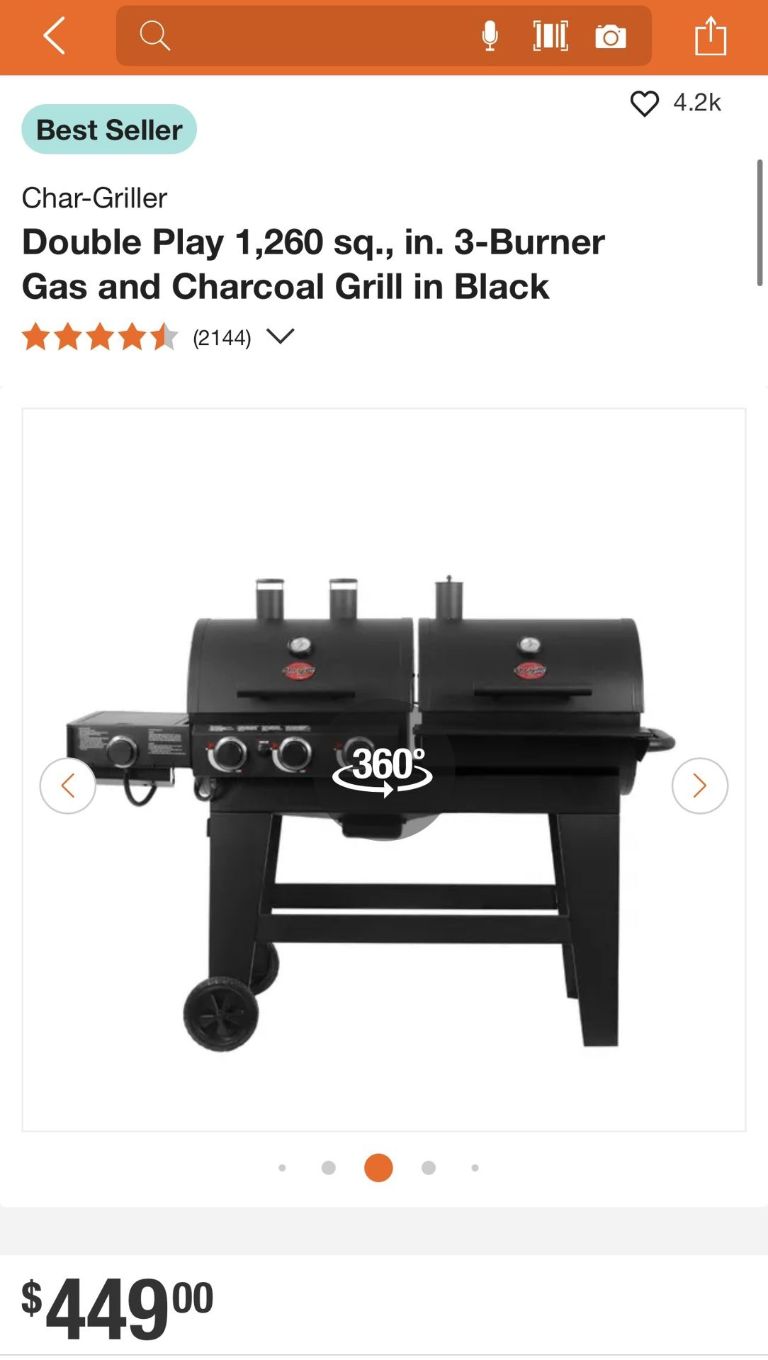 Char Griller Gas And Charcoal Stove Combo 