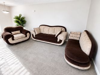 Custom Designer 3-Piece Couch Set w/ Chaise & Oversized Chair