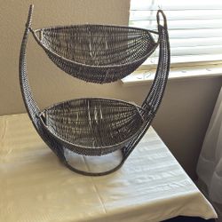 Plastic Wicker Fruit Or Veggie Basket 