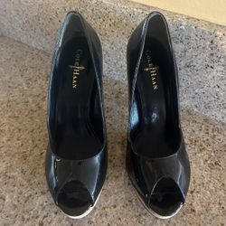 Cole Haan W Nike Air Tech Black Patent Leather/cork Heel Size 8.5B