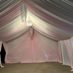 Tent And draping Pink And White