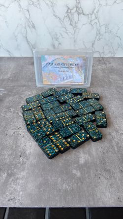 28 pc Glitter Blue Dominoes Set
