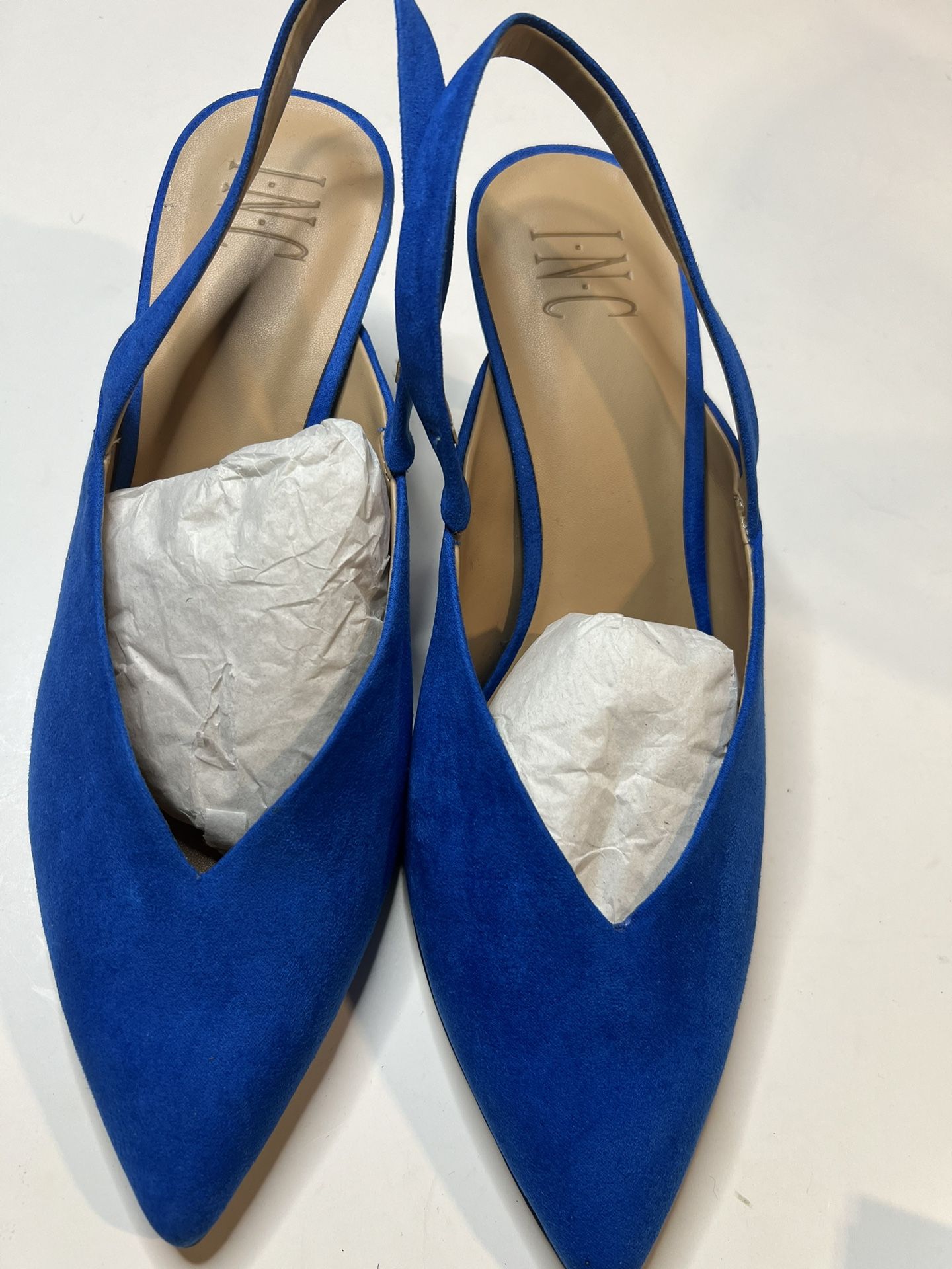 INC International Concepts Blue Suede Kitten Heels Size 8.5 