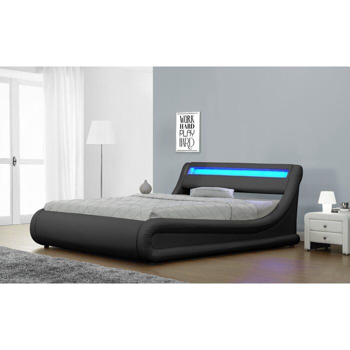 Jovenko Upholstered LED Storage Platform Bed (queen size)