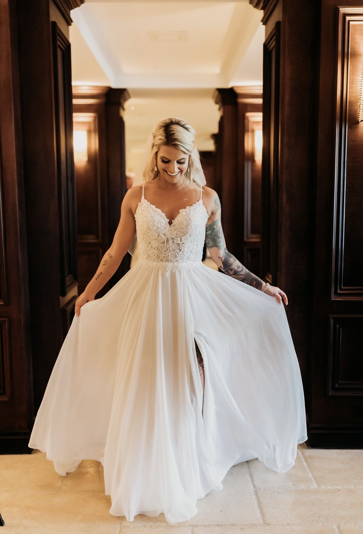 Stella York Designer beaded chiffon wedding gown 