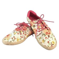 Sophie Sue Floral Print lace up Espadrille Flats Size 9