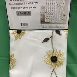 Embroidered Curtains W/ Attached Valence & Sheer Backing