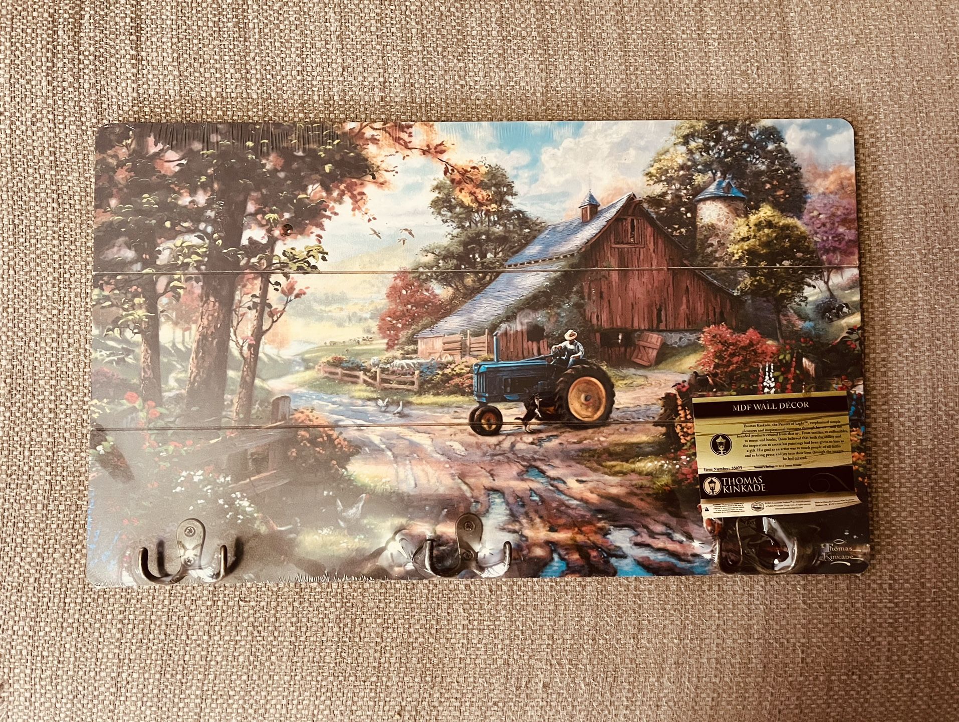 Beautiful Thomas Kinkade MDF Wall Decor w/ 3 Hooks