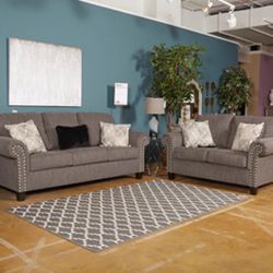 🇺🇸HUGE Ashley Furniture Blowout Sale!🇺🇸 Brand New Sofa Loveseat Set W/ Nailhead Trim! $50 Down Takes It Home Today! 