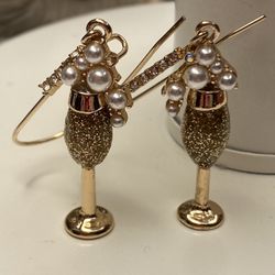 Betsey Johnson Champagne Glasses Earrings