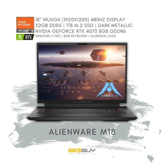 Alienware M18 R1 Amd Ryzen 9 7845HX WITH Rtx4070 8gb 32gb Ddr5 Ram 1tb M.2 Drive 480hz Hd Display