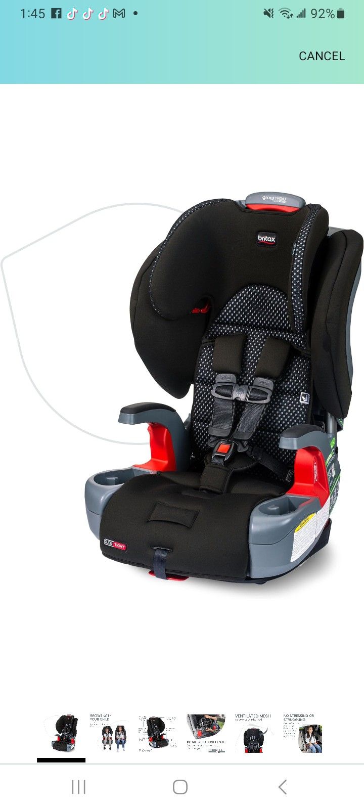 Britax Grow with You ClickTight Harness-2-Booster Car Seat, Cool Flow Gray