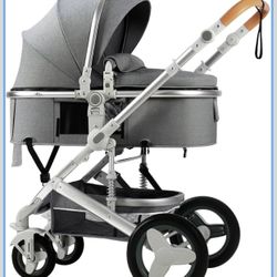 PetitX Convertible Baby Stroller with Sleep Recline Sitting Modes (Grey)