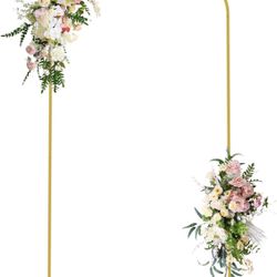 Wokceer Soporte de telón de fondo de arco de boda de 7.2 pies, soporte de arco de metal dorado para ceremonia de boda, fiesta de cumpleaños, despedida