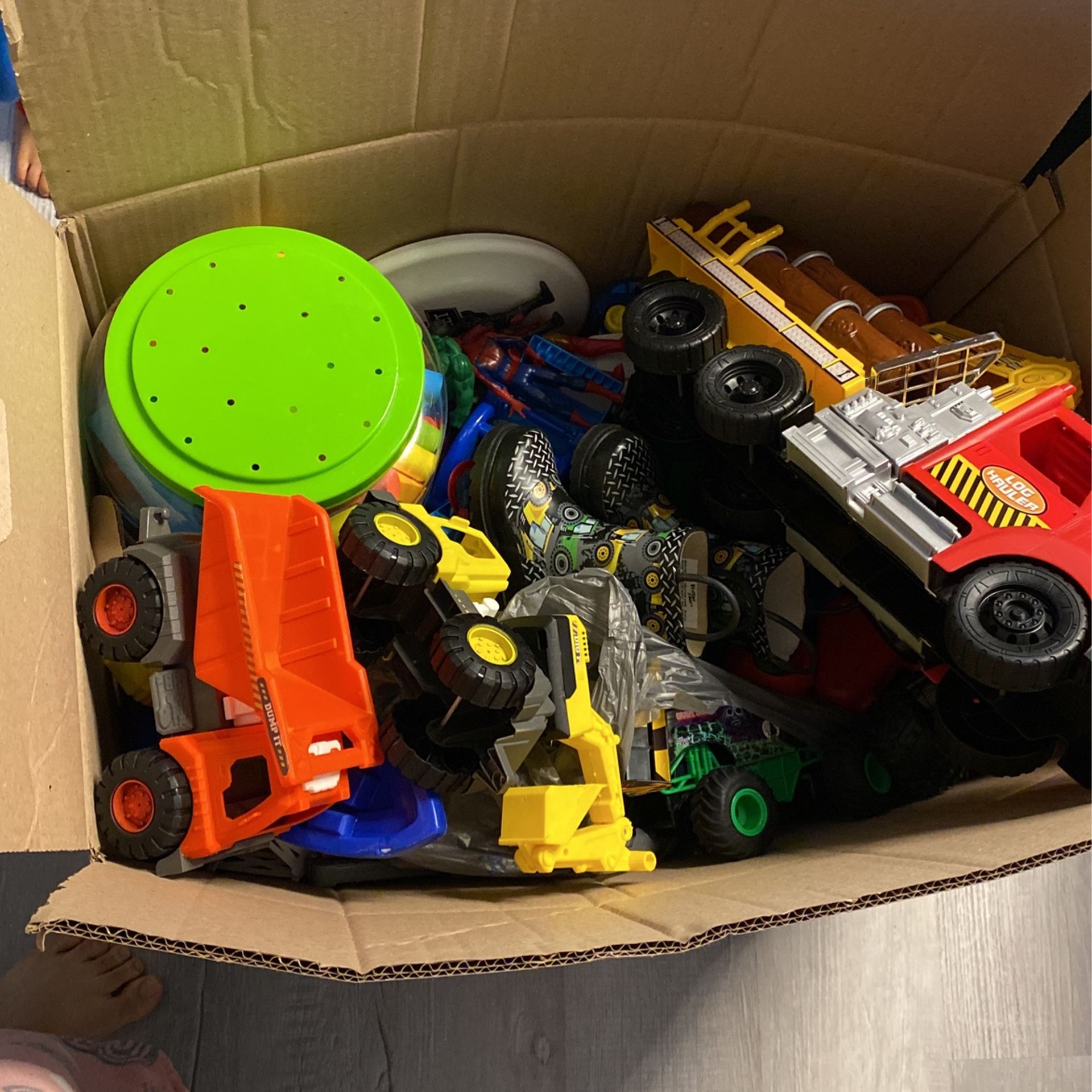 Box Full Of Boy Toys/ Cars/ Trucks