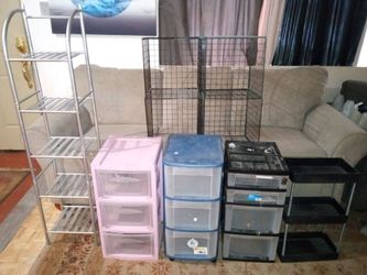 Storage bins and shelf