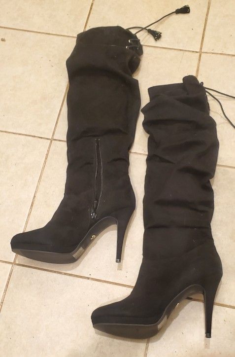 Black Suede Knee High Boots Sz 11