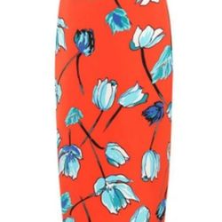 Diane Von Furstenberg Long Red Floral Skirt