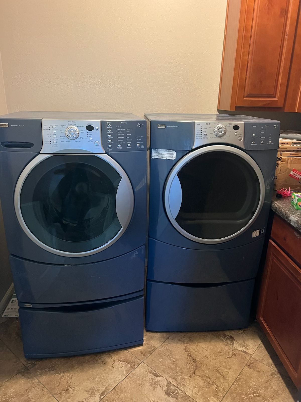Kenmore Front Loading Washer & Dryer On Drawer Pedestals
