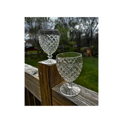 Vintage Anchor Hocking Waterford Waffle 5 3/4" Goblets Set of 2