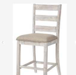 Upholstered Barstool In White/Light Brown - Set Of 2
